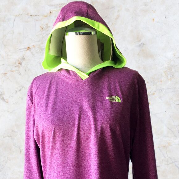 The North Face Purple Heather Long Sleeve Thumb Hole Flashdry Hoodie - Women's M - Picture 1 of 8